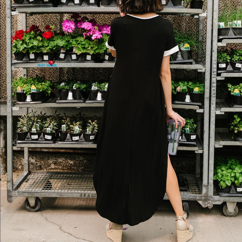 Black White Gray Color Block Maxi Dress - Picture 4 of 8